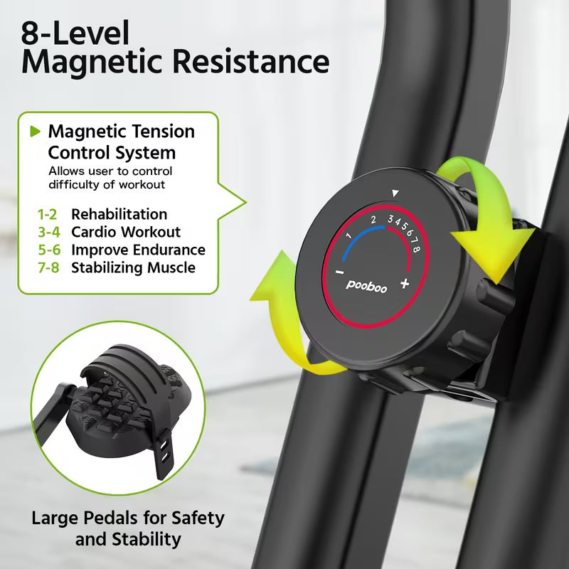 Foldable Indoor Exercise Bike for Home Gym Workout with Twister Disk And Arm Resistance Bands