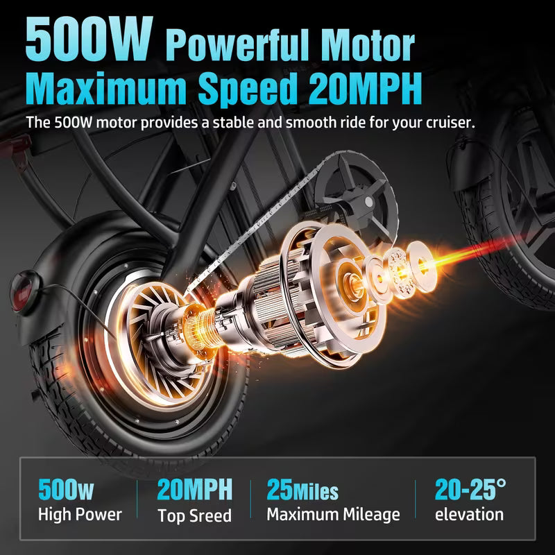 Folding Electric Bicycle, Peak Power 500 Watts, 20 Miles/ Per Hour Brushless Motor, 14-inch Tires, 48-volt 10 Ampere-hour Detachable Battery, Adult Electric Bicycle, Electric Bicycle, Suitable For Urban Commuting, Is The Best Choice For A Gift.