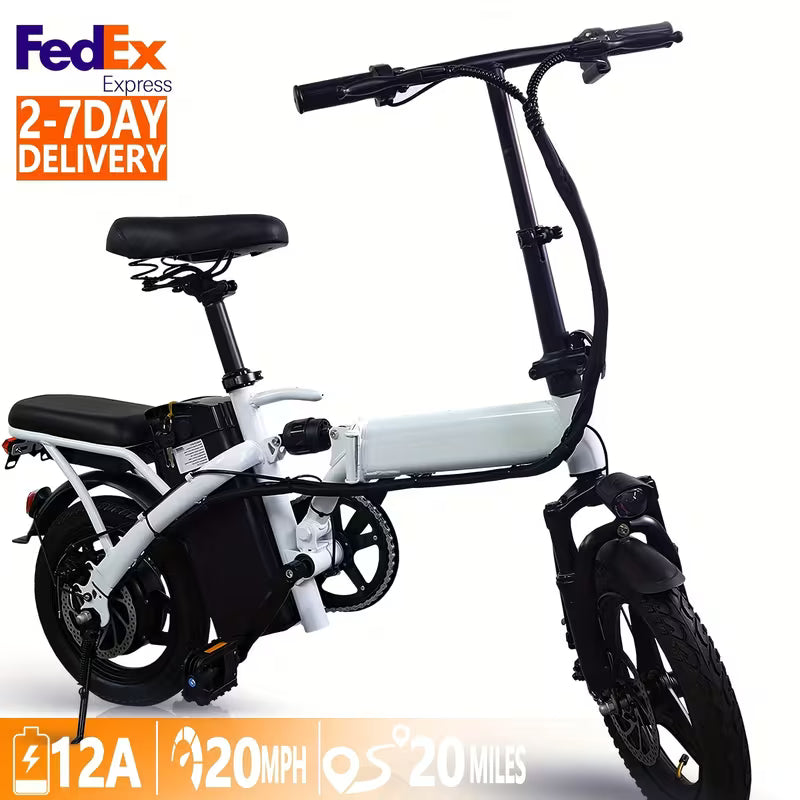 Folding Electric Bike, Fast Speed Powerful Motor, Commuter-Friendly Light Weight, Long-Lasting Battery, 14-Inch Tires
