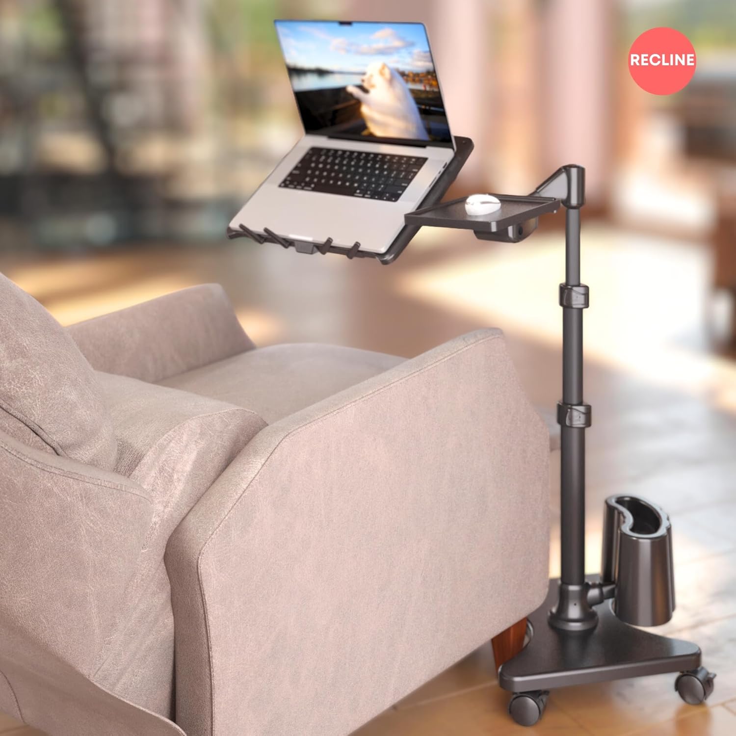 G2 Deluxe Adjustable Laptop Stand – Rolling Computer Desk & Ergonomic Table for Bed, Sofa, or Office – Portable Mobile Workstation with Tilt – Fits Devices up to 16″ - Charcoal & Black