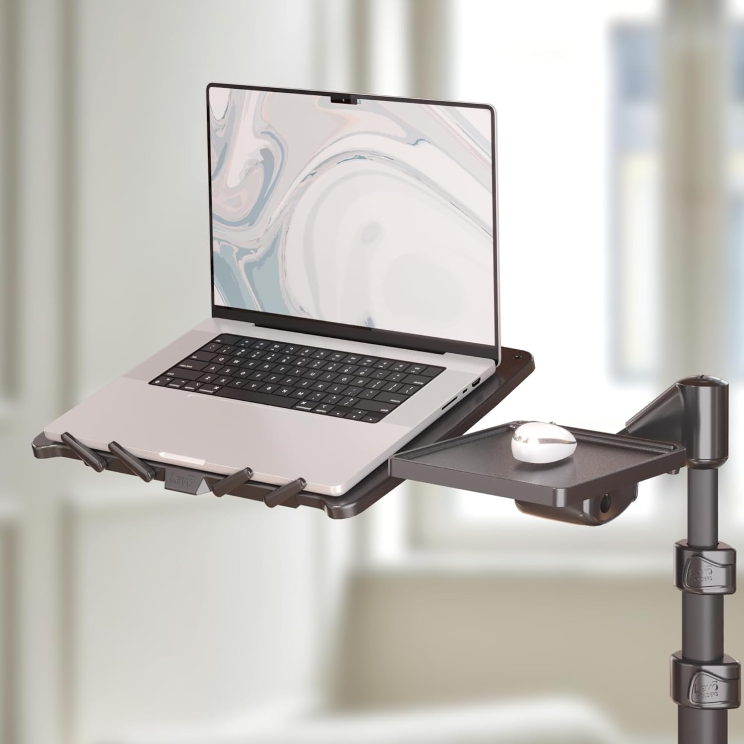 G2 Deluxe Adjustable Laptop Stand – Rolling Computer Desk & Ergonomic Table for Bed, Sofa, or Office – Portable Mobile Workstation with Tilt – Fits Devices up to 16″ - Charcoal & Black