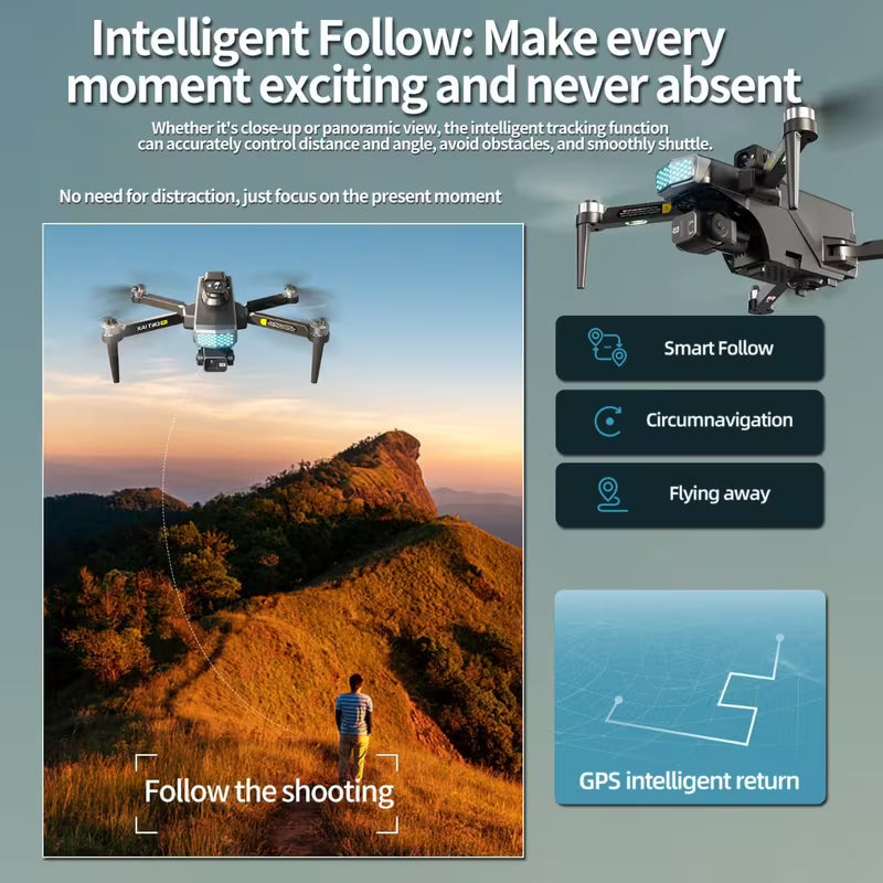 GPS Drone with 3-axis Gimbal and 4K Camera  Foldable Quadcopter Supporting 5G Real-time