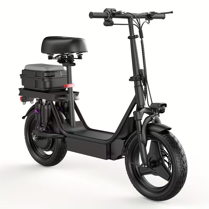 740W Electric Bike For Adults, 20MPH Full Shock Absorption Comfortable Riding, 48V10AH/15Ah, 10-35Miles Folding Ebike, 14'' Tubeless Off-road Tire, City Commuter Battery Optional