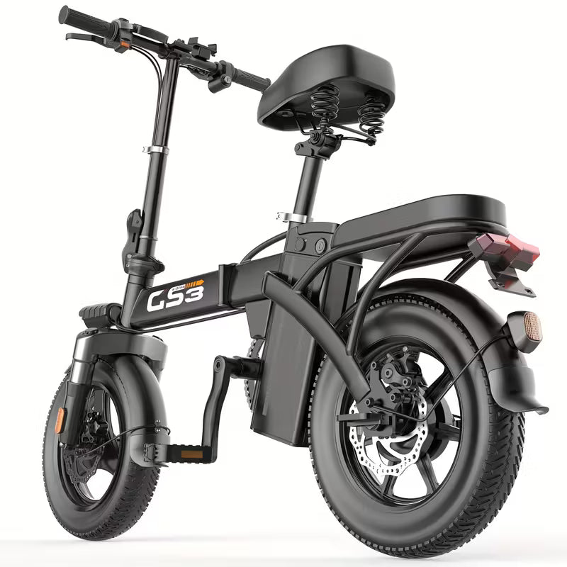 740W Electric Bike For Adults, 20MPH Full Shock Absorption Comfortable Riding, 48V10AH/15Ah, 10-35Miles Folding Ebike, 14'' Tubeless Off-road Tire, City Commuter Battery Optional
