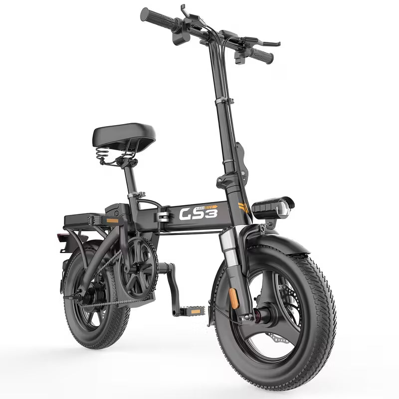 740W Electric Bike For Adults, 20MPH Full Shock Absorption Comfortable Riding, 48V10AH/15Ah, 10-35Miles Folding Ebike, 14'' Tubeless Off-road Tire, City Commuter Battery Optional