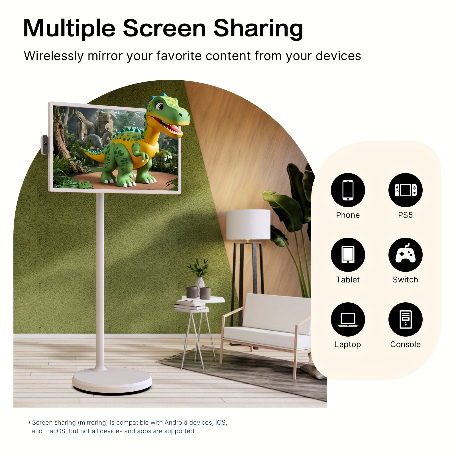 Generation Portable TV with 4K UHD/FHD Features a Rotatable Touchscreen And Wheels, Runs on Android 13, And Serves As Both a Gaming Monitor And a Tablet, Also Suitable for Digital Signage, Refurbished