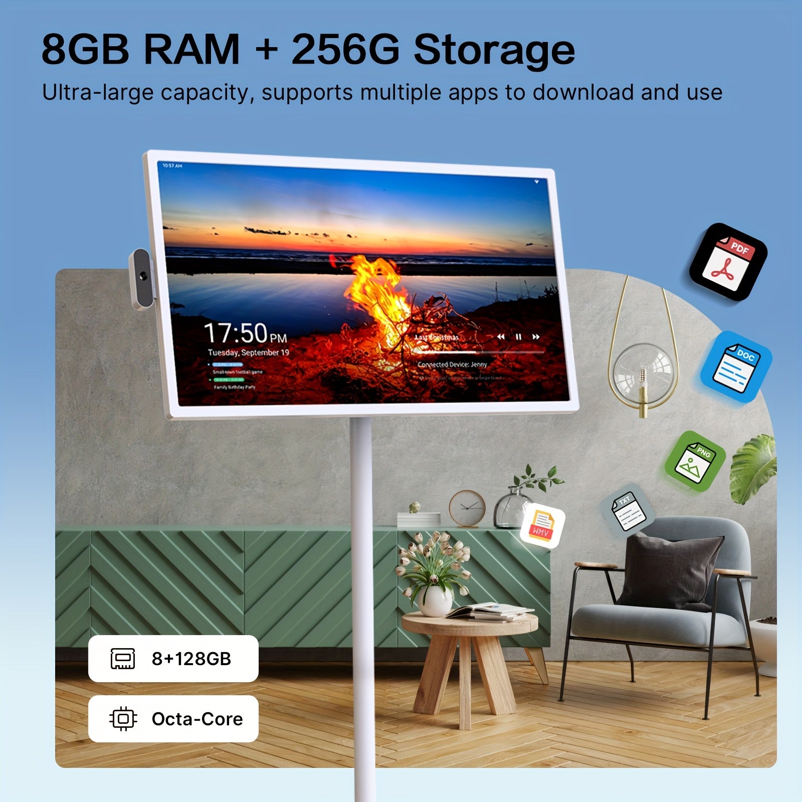 Generation Portable TV with 4K UHD/FHD Features a Rotatable Touchscreen And Wheels, Runs on Android 13, And Serves As Both a Gaming Monitor And a Tablet, Also Suitable for Digital Signage, Refurbished