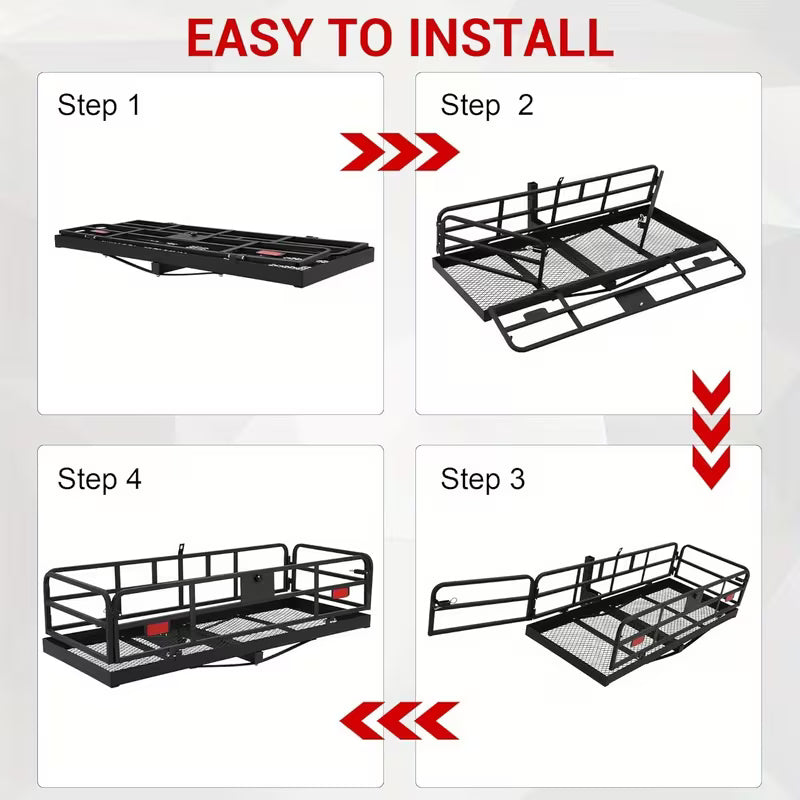 Heavy-Duty 500LB Hitch Cargo Carrier Rack 60x24x14 Foldable SUV Pickup Truck