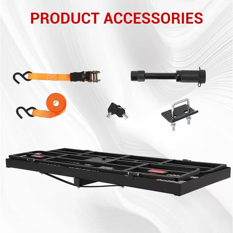 Heavy-Duty 500LB Hitch Cargo Carrier Rack 60x24x14 Foldable SUV Pickup Truck