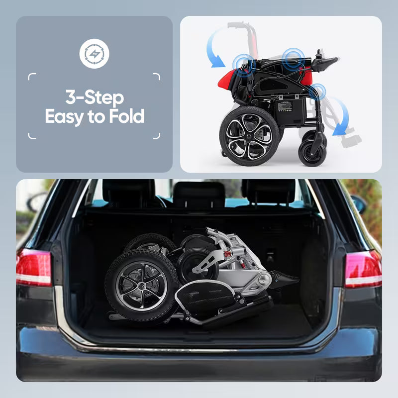 Heavy-Duty Foldable Electric Wheelchair for Seniors & Adults - 330lbs Capacity, 500W Dual Motor