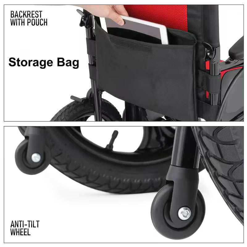 Heavy-Duty Foldable Electric Wheelchair for Seniors & Adults - 330lbs Capacity, 500W Dual Motor