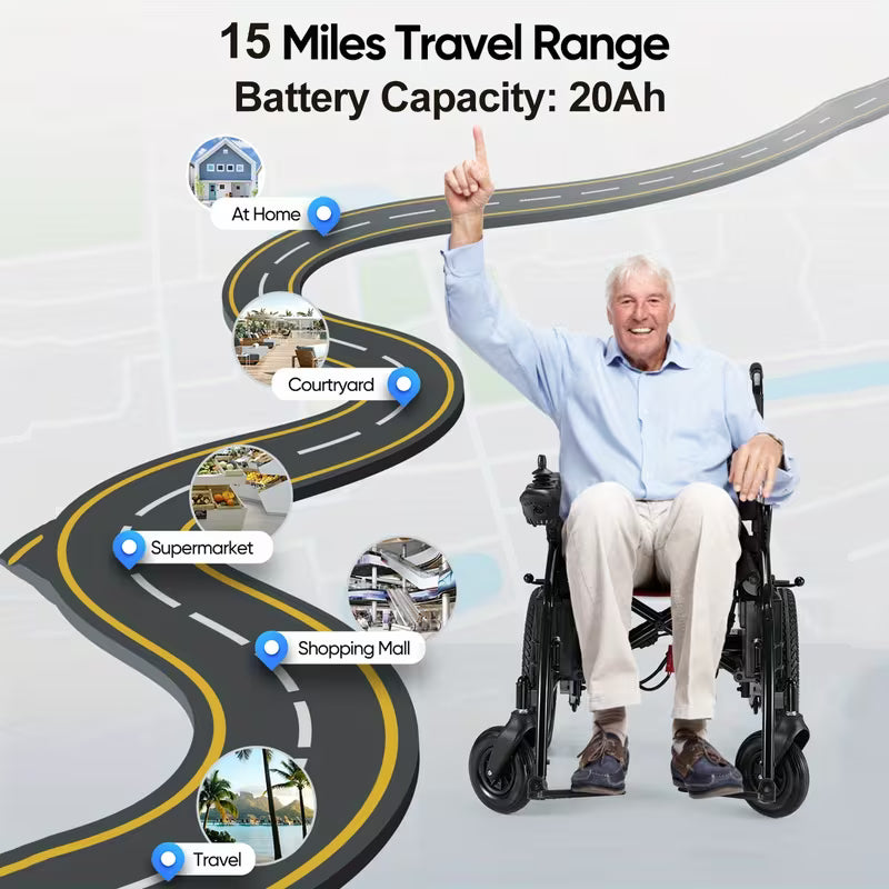 Heavy-Duty Foldable Electric Wheelchair for Seniors & Adults - 330lbs Capacity, 500W Dual Motor