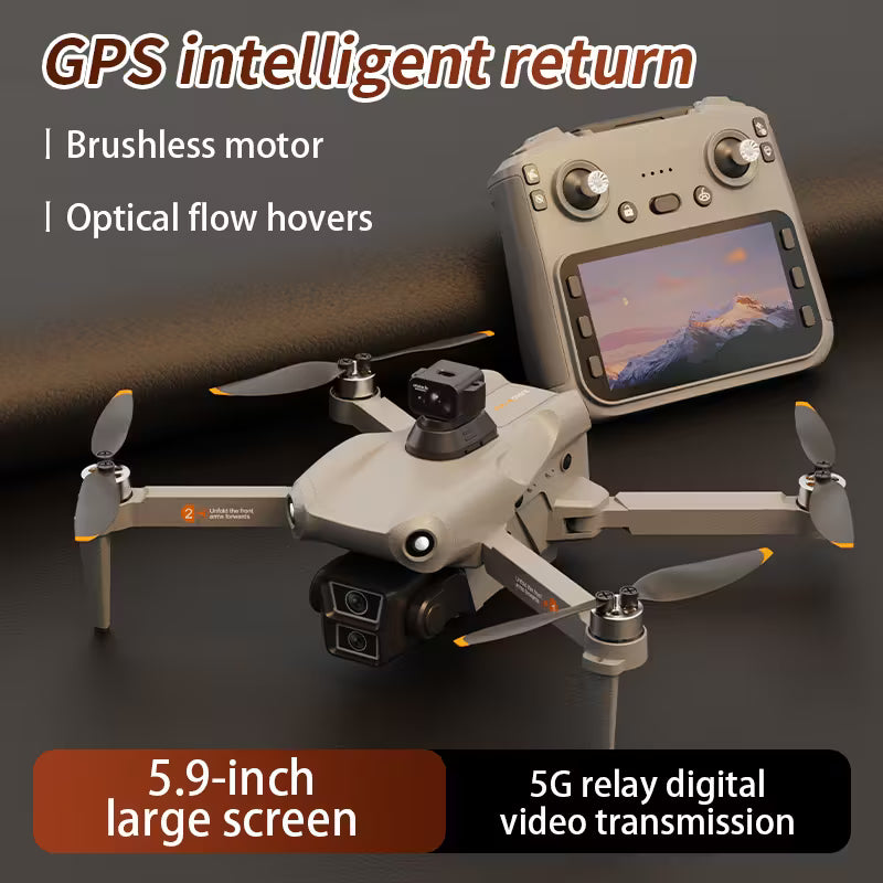 High-definition Camera Drone Equipped with GPS Positioning, 5.9-inch Large-screen Remote Control