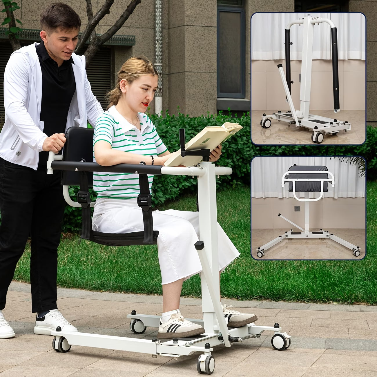 Household Manual Lift, Foldable Transfer Lift Assist Device Elderly Portable Mobility Aid For Car Auxiliary Transport Chair Nursing Staff Rehabilitation Personnel Elderly Bedside Bathroom Mobile Support Frames