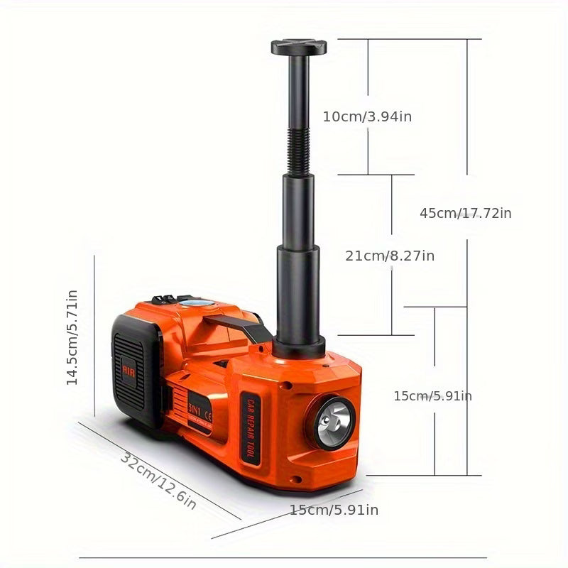 Hydraulic Jack 45cm with Built-in Tire Pump and LED Light, B: 53cm Hydraulic Jack