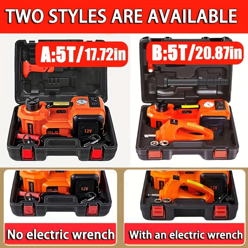 Hydraulic Jack 45cm with Built-in Tire Pump and LED Light, B: 53cm Hydraulic Jack