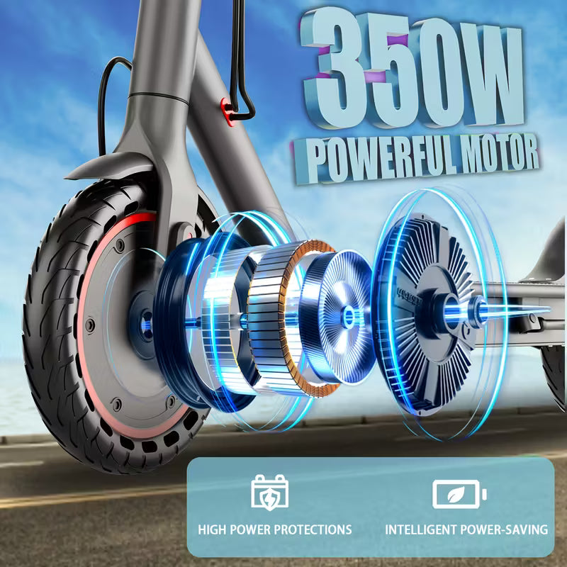 Electric Scooter, 350W 36V 5.2AH-10.5AH, 8.5" Solid Tires, 19 Mile Range And 3 Modes, High Speed For Teens And Adults, Foldable And Height Adjustable, Designed For Beginners- Ideal For City Streets, Parks, Or Campus Pathways, Long-lasting Use