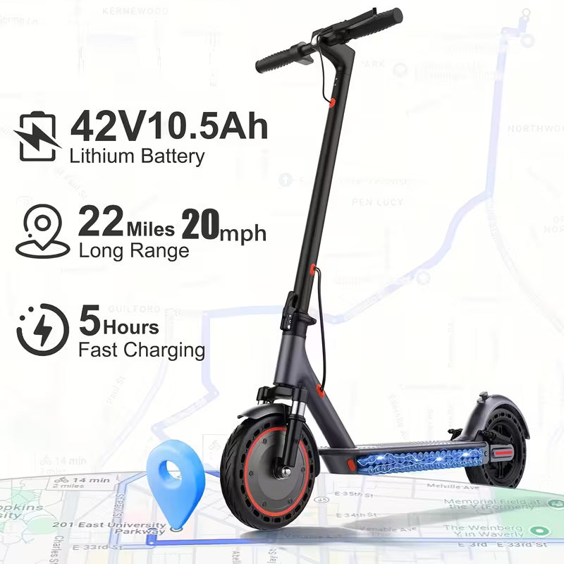 Electric Scooter, 350W 36V 5.2AH-10.5AH, 8.5" Solid Tires, 19 Mile Range And 3 Modes, High Speed For Teens And Adults, Foldable And Height Adjustable, Designed For Beginners- Ideal For City Streets, Parks, Or Campus Pathways, Long-lasting Use
