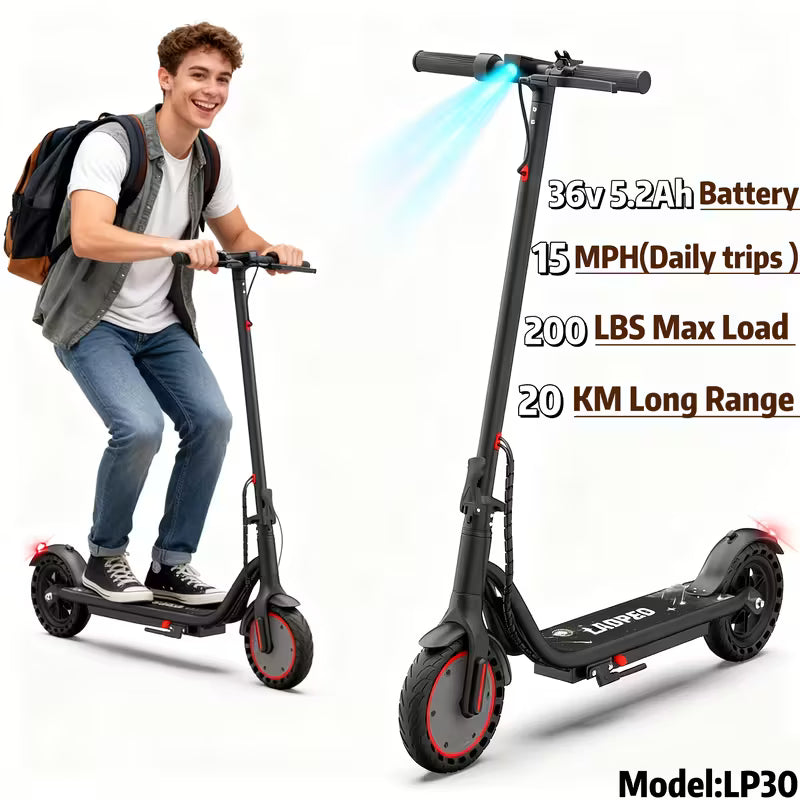 Electric Scooter, 350W 36V 5.2AH-10.5AH, 8.5" Solid Tires, 19 Mile Range And 3 Modes, High Speed For Teens And Adults, Foldable And Height Adjustable, Designed For Beginners- Ideal For City Streets, Parks, Or Campus Pathways, Long-lasting Use
