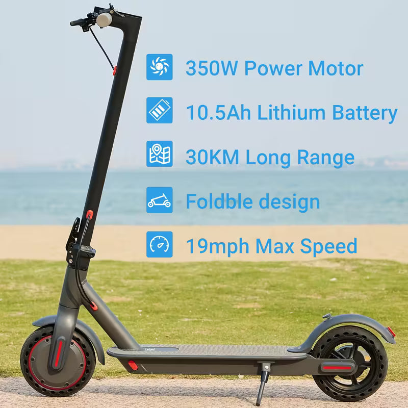 Electric Scooter, 350W 36V 5.2AH-10.5AH, 8.5" Solid Tires, 19 Mile Range And 3 Modes, High Speed For Teens And Adults, Foldable And Height Adjustable, Designed For Beginners- Ideal For City Streets, Parks, Or Campus Pathways, Long-lasting Use