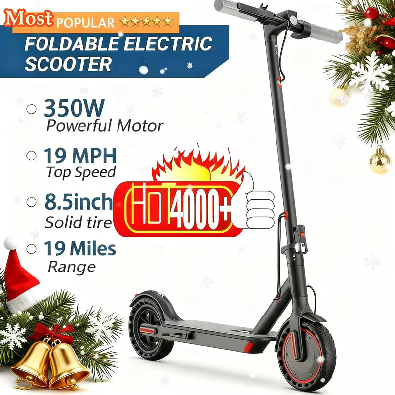 Electric Scooter, 350W 36V 5.2AH-10.5AH, 8.5" Solid Tires, 19 Mile Range And 3 Modes, High Speed For Teens And Adults, Foldable And Height Adjustable, Designed For Beginners- Ideal For City Streets, Parks, Or Campus Pathways, Long-lasting Use