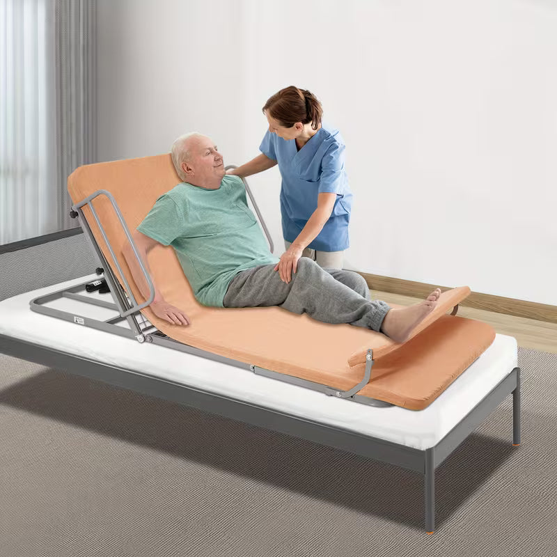 Lifting Backrest with Adjustable Rails&Footrest - No Installation, 2-70°Adjustable, 297 lbs Max Load, Ideal for Elderly & Limited Mobility Users, Adjustable Lifting Backrest, Bed Backrest