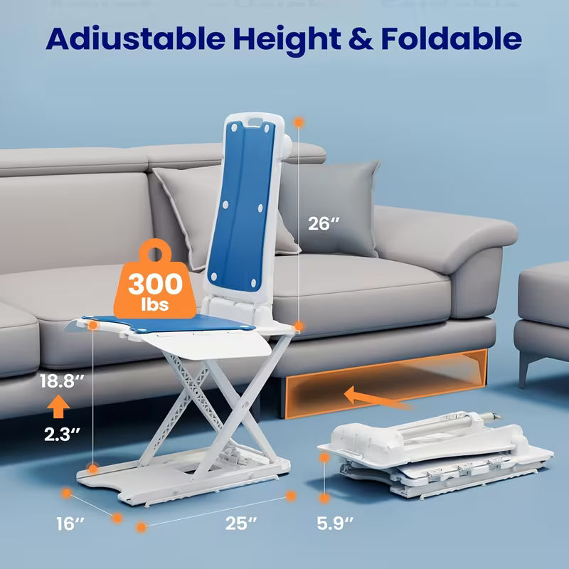 Lightweight Electric Chair Lift, Lift Elderly from Floor, Remote Control Floor Lift, Fall Assist Devices, Item Weight 23 LBS, Support Up to 300 LBS, Suction Cups, Standing Aids & Supports