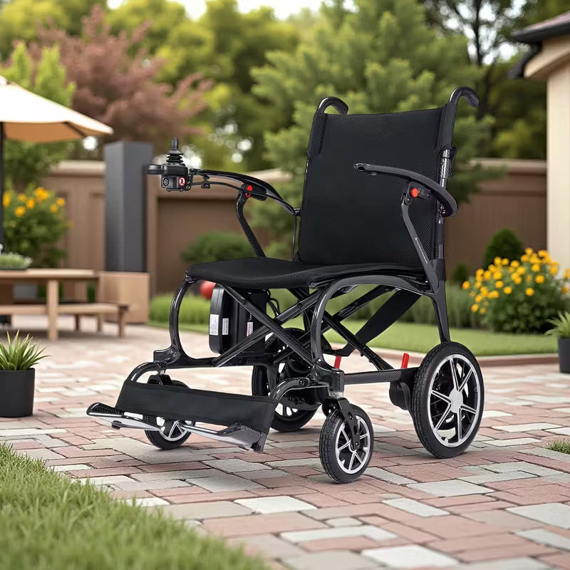 Lightweight Electric Wheelchairs for Adults, Foldable Carbon Fiber Wheelchairs Electric, 28lb, 300lbs Capacity, 12 Miles Long Range, All Terrain Scooter Electric, for Seniors