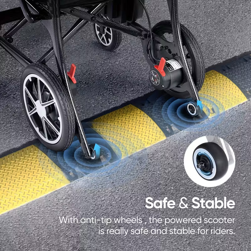 Lightweight Electric Wheelchairs for Adults, Foldable Carbon Fiber Wheelchairs Electric, 28lb, 300lbs Capacity, 12 Miles Long Range, All Terrain Scooter Electric, for Seniors