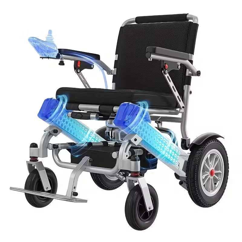 Lightweight Electric Wheelchairs for Adults, Folding Power Wheelchair, All Terrain | Handicap Motorized Mobility Scooters for Seniors, Powered Wheel Chair