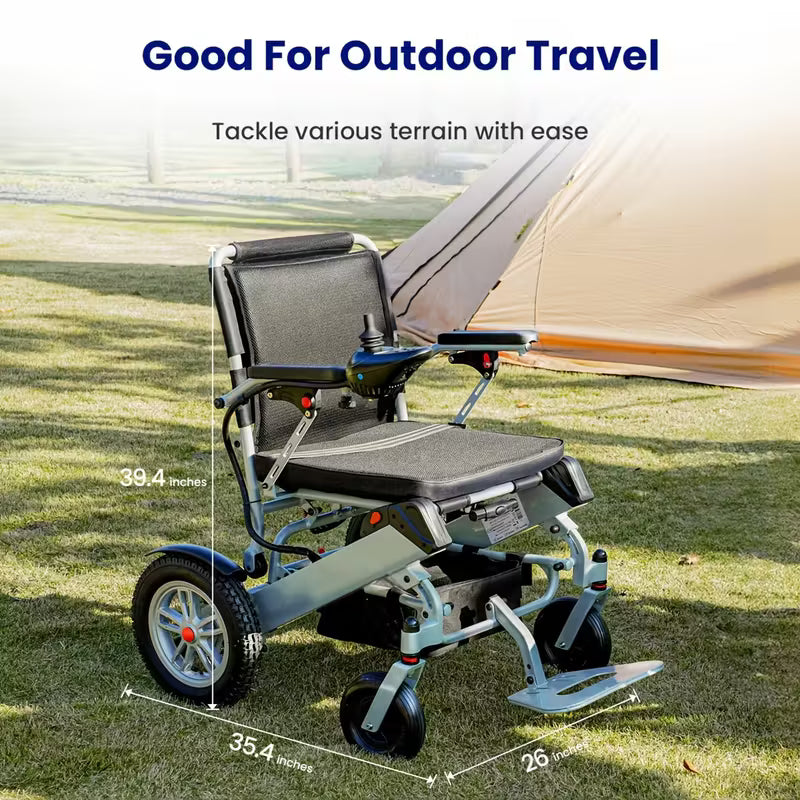 Lightweight Electric Wheelchairs for Adults, Folding Power Wheelchair, All Terrain | Handicap Motorized Mobility Scooters for Seniors, Powered Wheel Chair