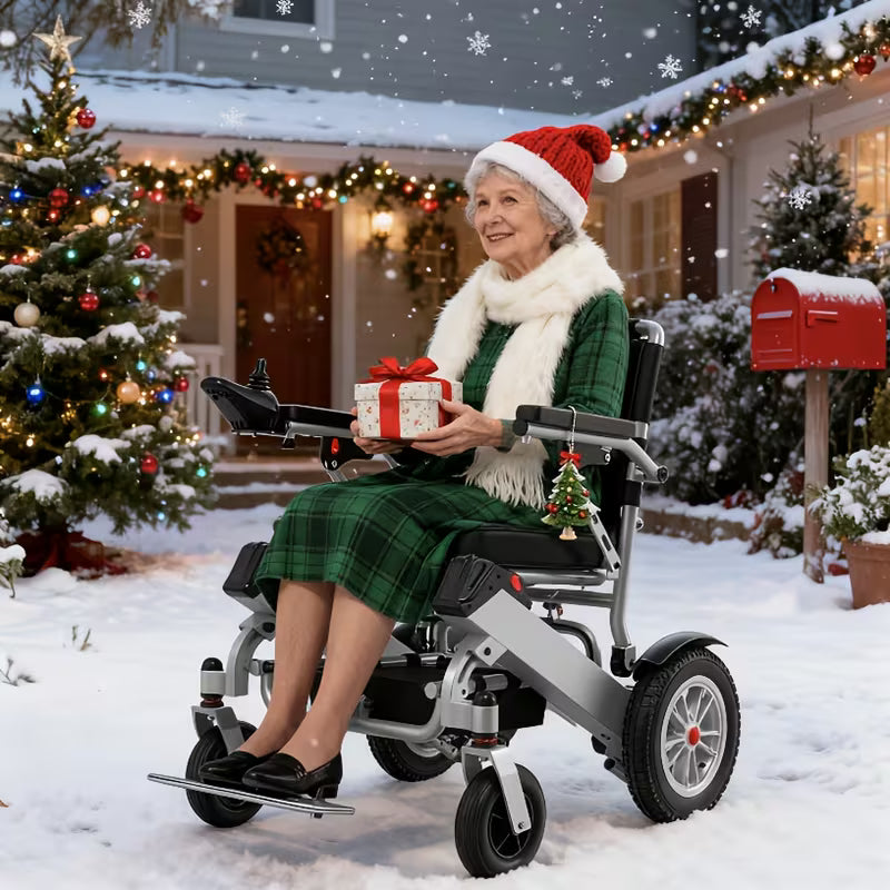 Lightweight Electric Wheelchairs for Adults, Folding Power Wheelchair, All Terrain | Handicap Motorized Mobility Scooters for Seniors, Powered Wheel Chair