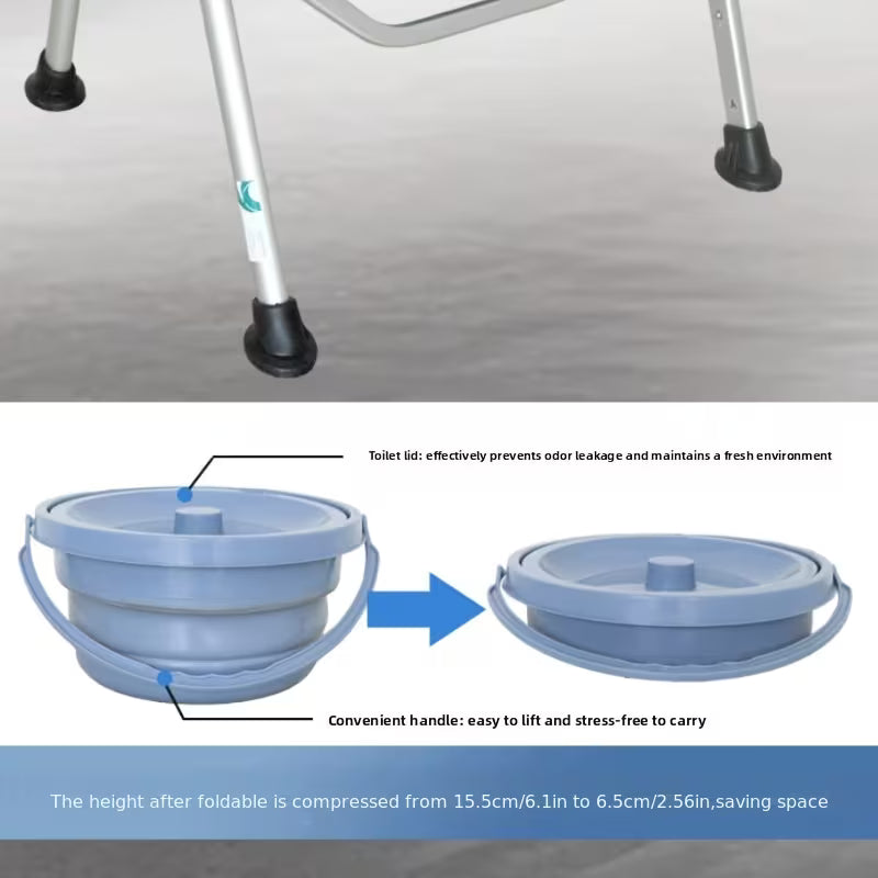 Lightweight Foldable Shower Toilet Seat | No Installation Required, One-Step Folding and Unfolding, with Armrests and Backrest, Durable Aluminum Alloy Armchair for and Pregnant Women, Ideal for Indoor Sitting, Bathing, Rehabilitation