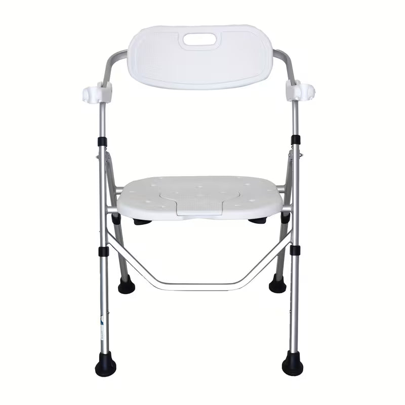 Lightweight Foldable Shower Toilet Seat | No Installation Required, One-Step Folding and Unfolding, with Armrests and Backrest, Durable Aluminum Alloy Armchair for and Pregnant Women, Ideal for Indoor Sitting, Bathing, Rehabilitation