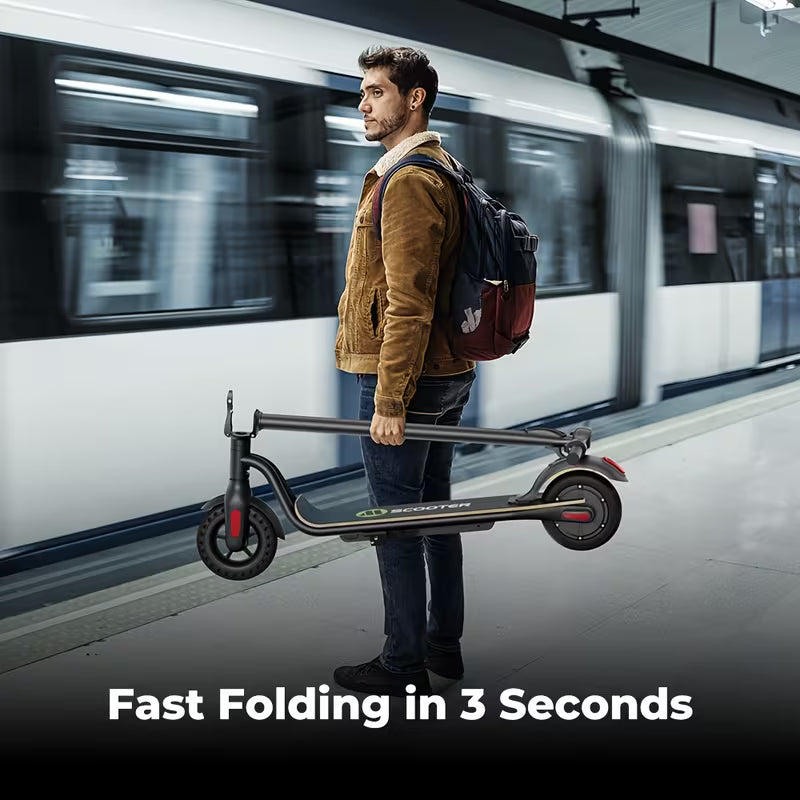 Lightweight Folding Electric Scooter, Black, 8-Inch Tires, 250W Motor, 7.8Ah Battery, High Speed 25km/h, 3 Speed Modes, Up to 18-22km Range