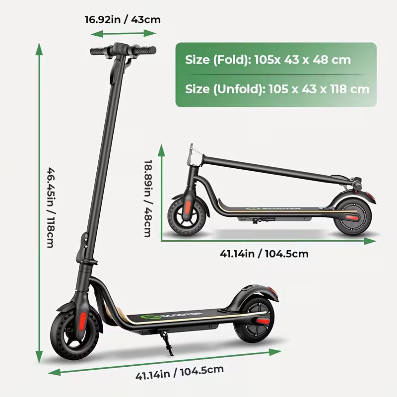 Lightweight Folding Electric Scooter, Black, 8-Inch Tires, 250W Motor, 7.8Ah Battery, High Speed 25km/h, 3 Speed Modes, Up to 18-22km Range