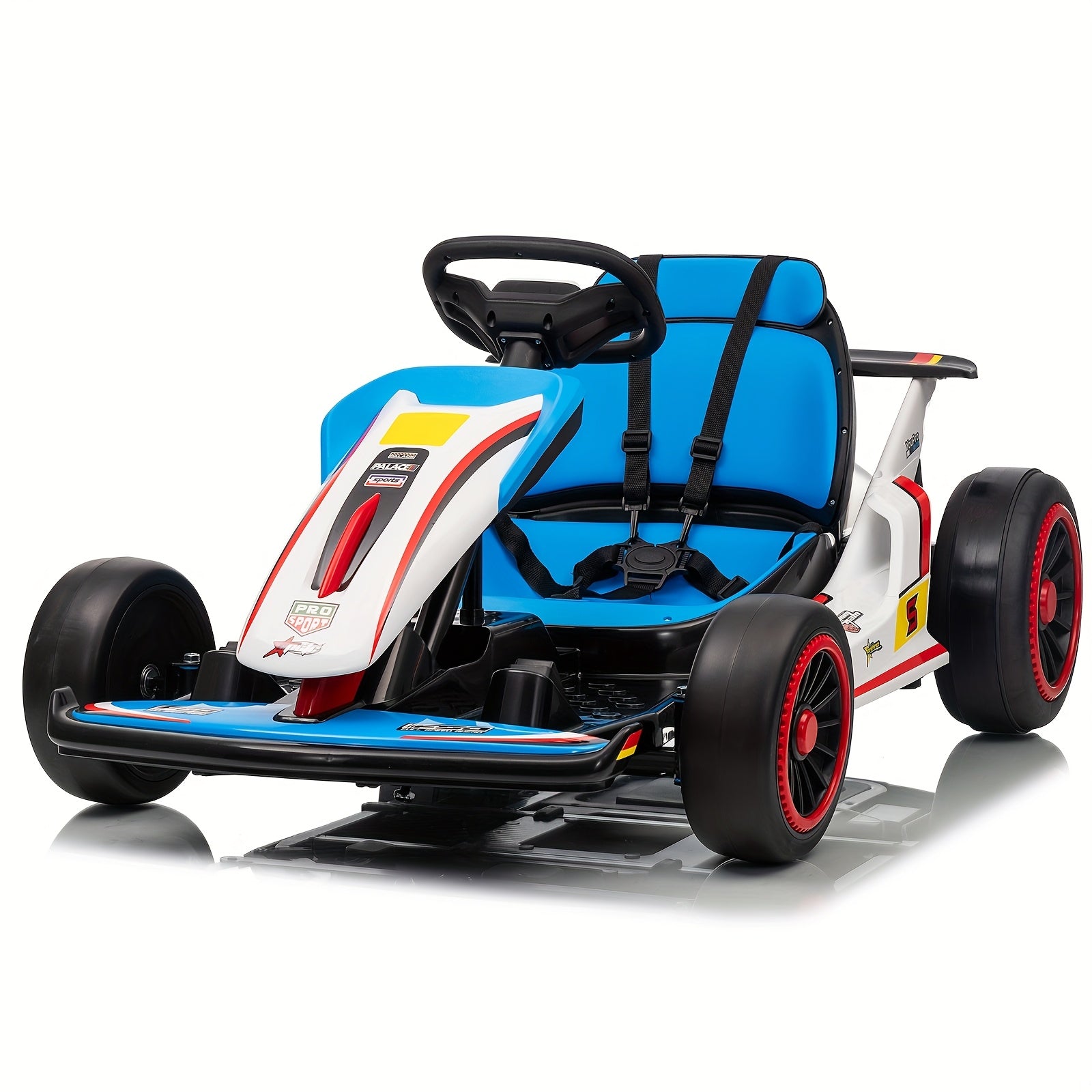 MUKIDY 24V Electric Go Kart, Drift Cart for 6- Kids Valentine'S Day Gifts, Battery Powered Outdoor Ride on Toy Electric Go Kart, with Soft Start, Music And Safety Belt