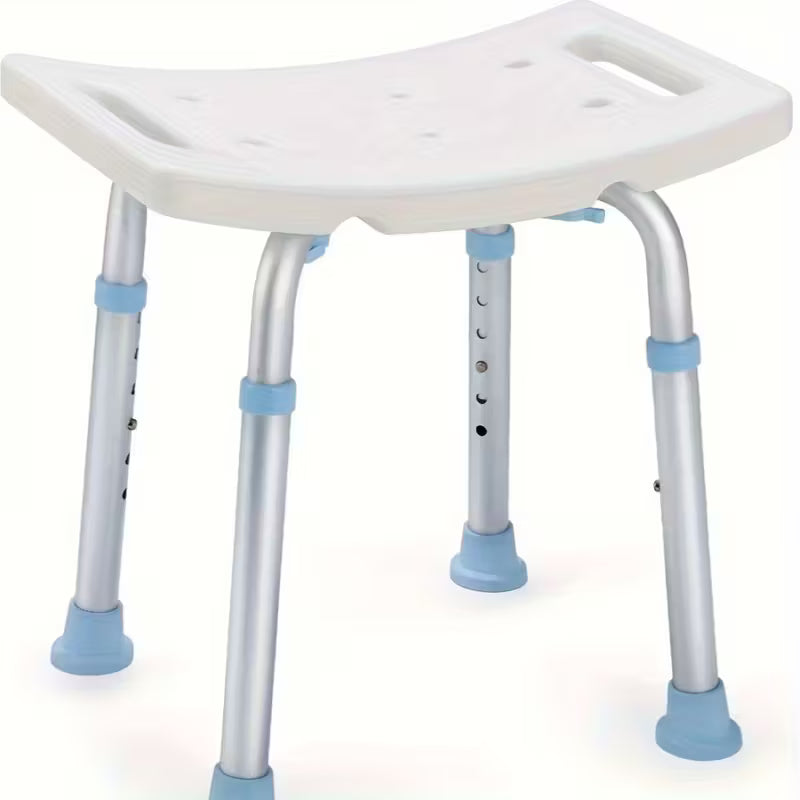 Metal Bath Chair | Adjustable Height (6 Positions), Non-Slip Base & Feet, Bathtub-Friendly Design | Sturdy Shower Stool for Elderly