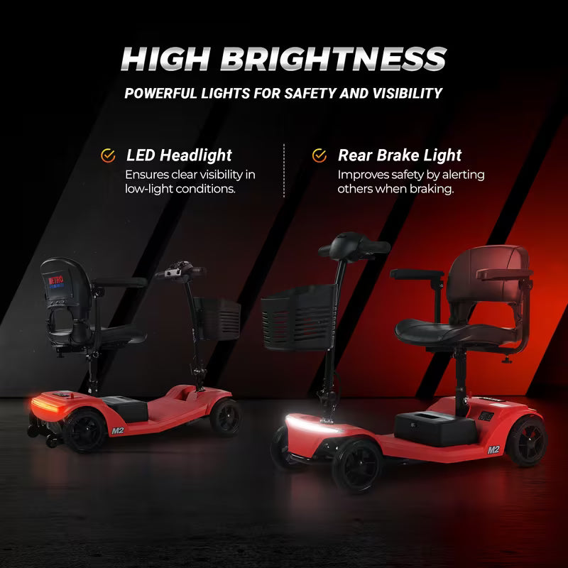 Mobility 4-wheel Electric Scooters With Removable Battery, 330 Lbs Max Weight & 32 KM Max Range