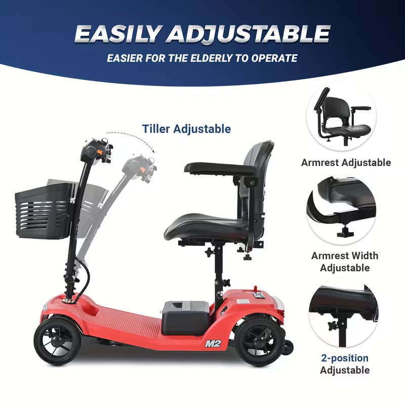 Mobility 4-wheel Electric Scooters With Removable Battery, 330 Lbs Max Weight & 32 KM Max Range
