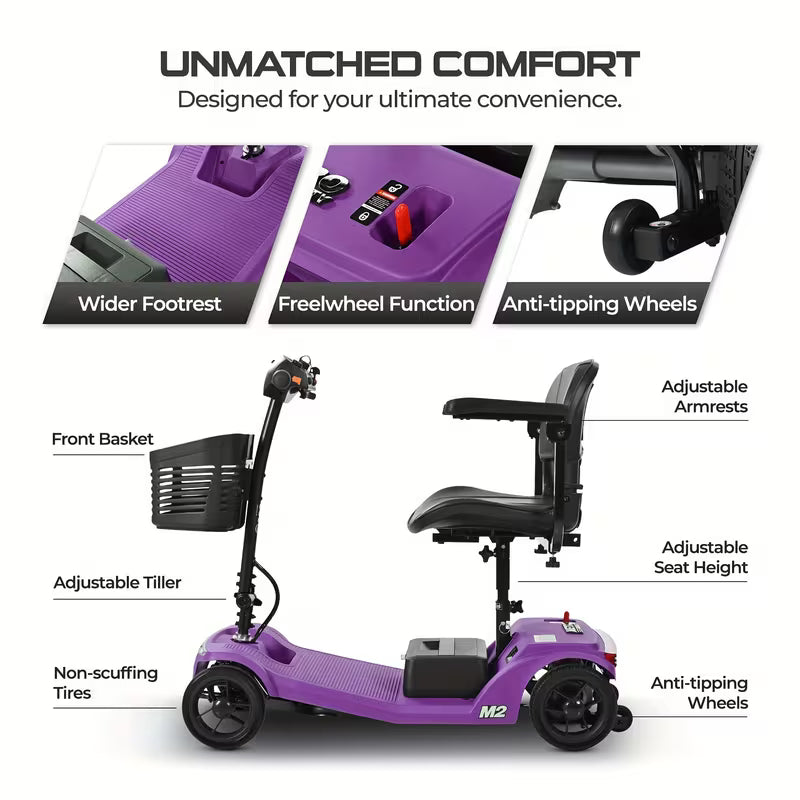 4-Wheel Electric Mobility Scooter 330 Lbs 250W Motor