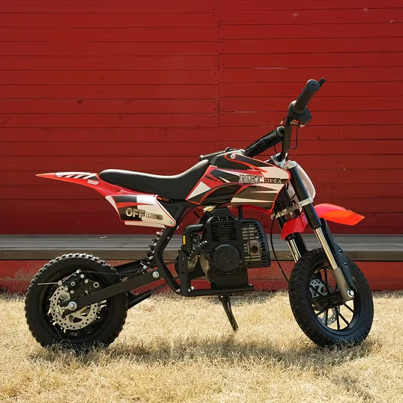[Mini Dirt Bike] 2 Stroke Mini 50CC Gas Dirt Bike DB1 Model | Off-Road Tire, Shocks, Pull Start, Oil Mixed Required, Support Up to 130lbs, Top Speed: 20 Mph