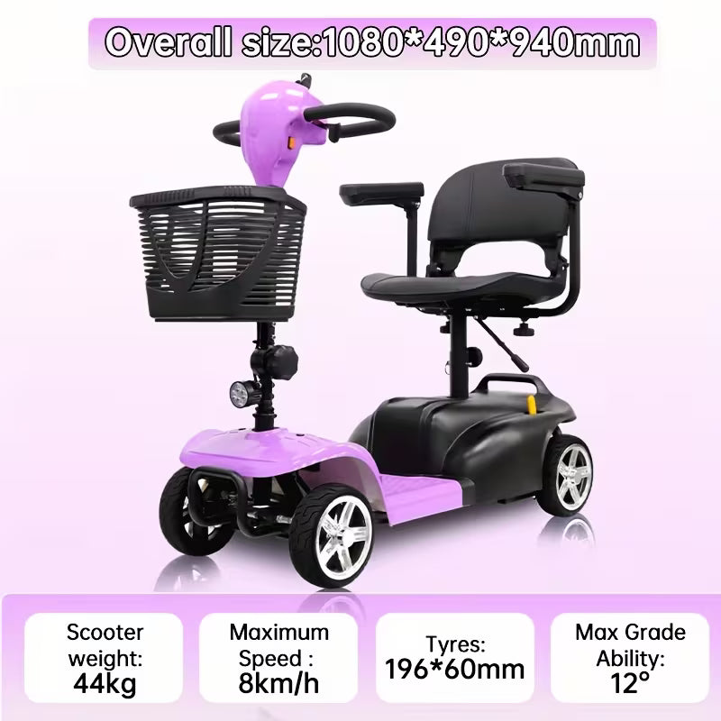 Mobility Aids for The, Four-wheel Foldable Mobility Scooters for Adults, 250w