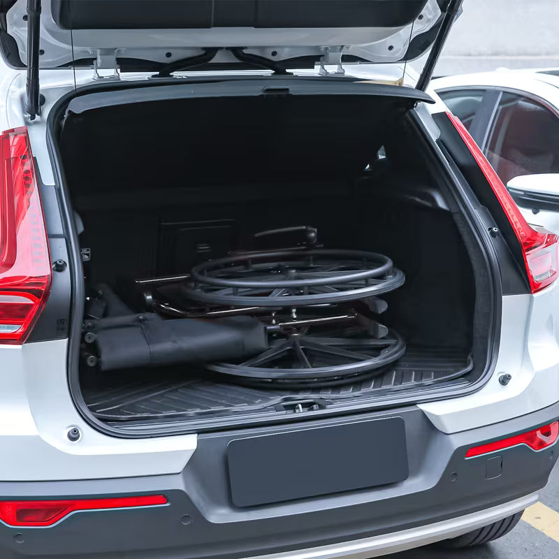 Monicare Portable Folding Wheel Chair with Flip-Back Armrest and Swing Away Foot Leg Rest, Steel Frame Nylon Seat, 18 inch Wide Seat