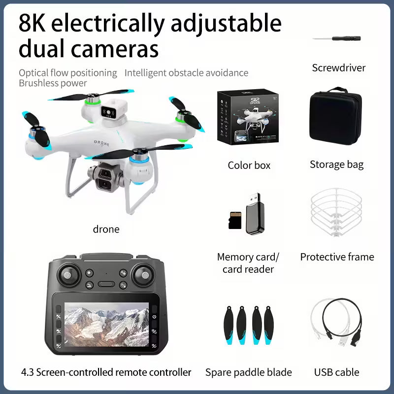 8K GPS Drone with 2 Batteries - 60 Min Flight Time, Brushless Motor, Auto Obstacle Avoidance & Return to Home - Eagle Eye Camera for Beginners & Professionals