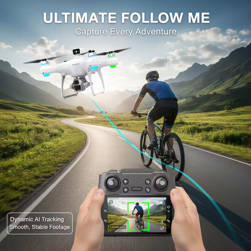 8K GPS Drone with 2 Batteries - 60 Min Flight Time, Brushless Motor, Auto Obstacle Avoidance & Return to Home - Eagle Eye Camera for Beginners & Professionals