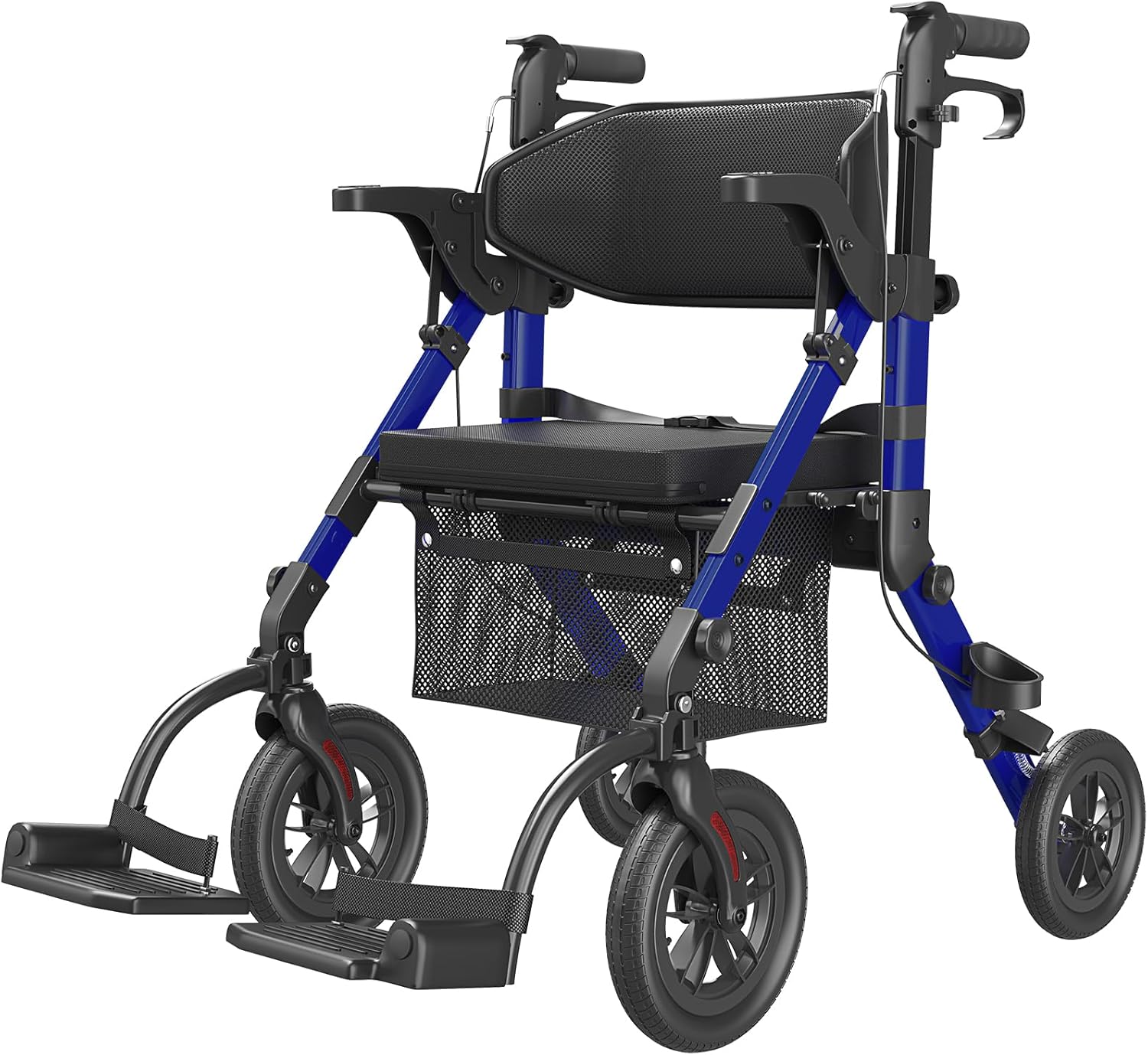 Walkers for Seniors, Wheelchairs for Adults, Rollator Walker with Seat, 2 in 1 Rollator Transport Chair with Brakes, Rollator Lightweight Foldable, Walker Wheelchair Combo
