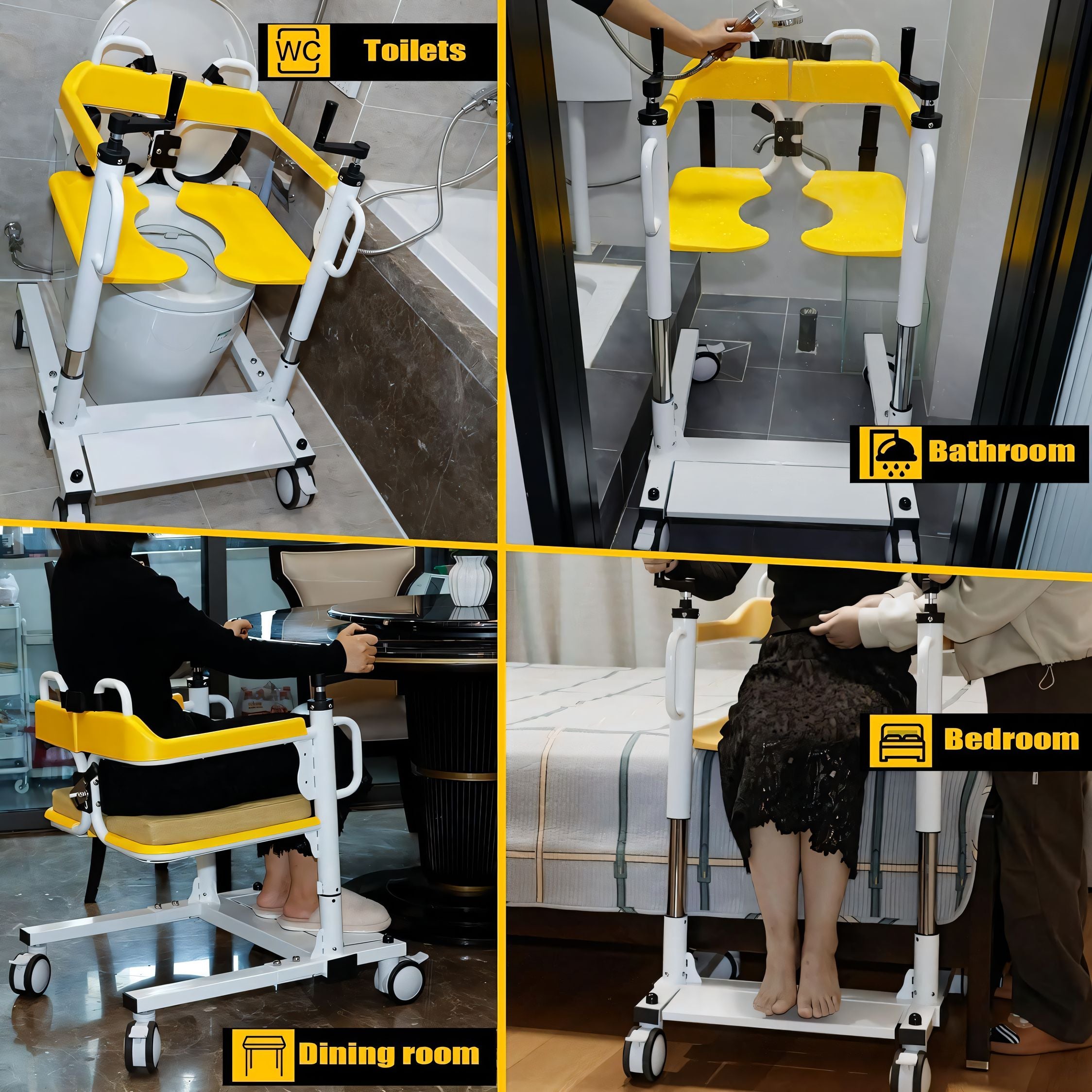 Patient Transfer Commode Wheelchair Transport Chair