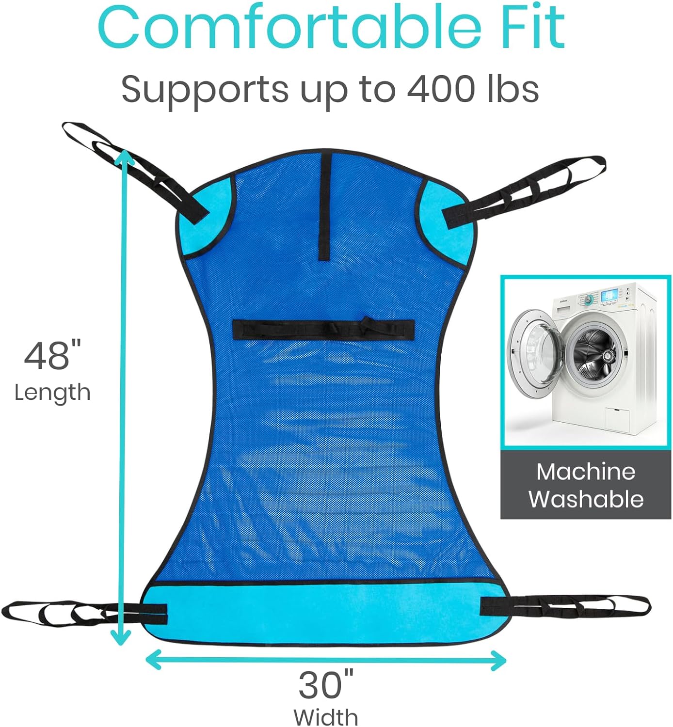 Patient Lift Sling - Full Body Mesh Sling for Showering & Home Use - Transfer Sling for Elderly & Disabled - Patient Transfer Blanket & Lift Pad Assist Device for Bed Positioning & Lifting