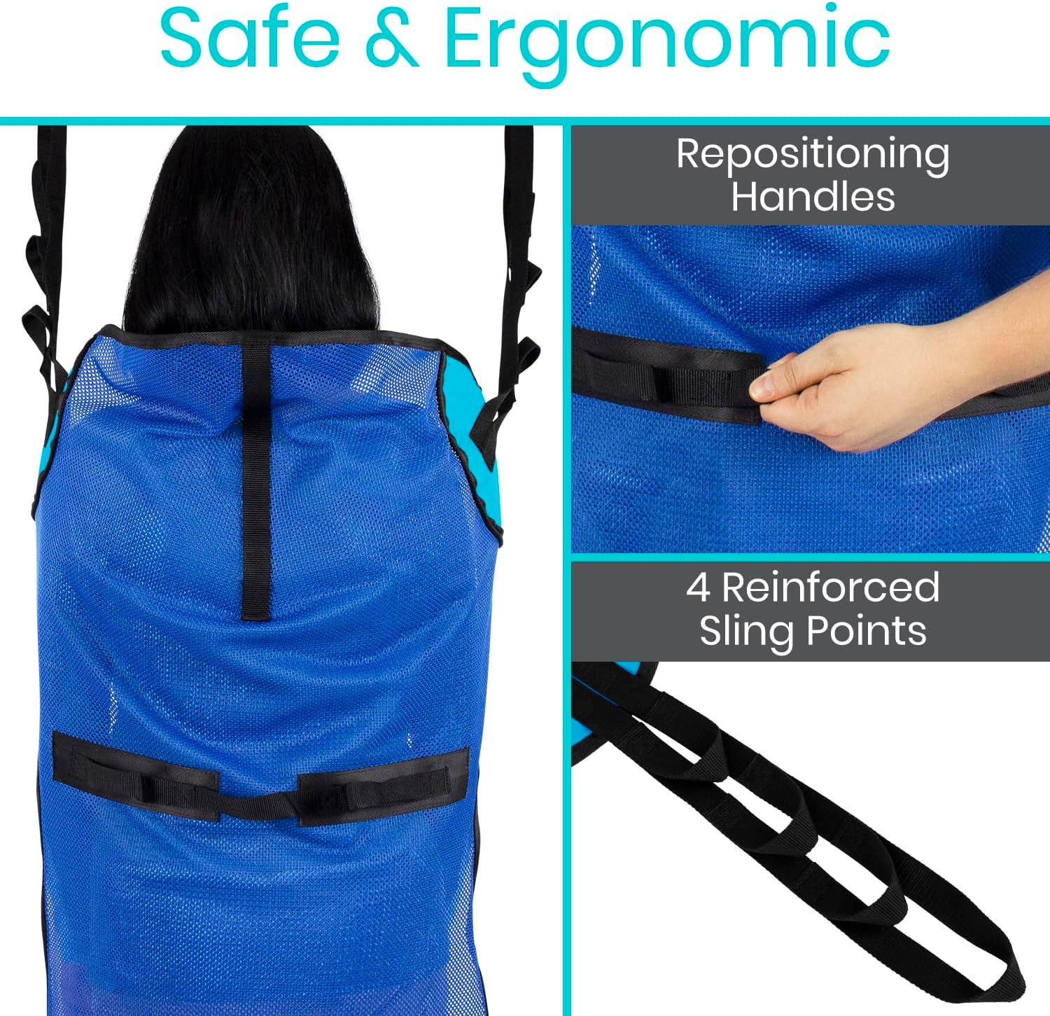 Patient Lift Sling - Full Body Mesh Sling for Showering & Home Use - Transfer Sling for Elderly & Disabled - Patient Transfer Blanket & Lift Pad Assist Device for Bed Positioning & Lifting